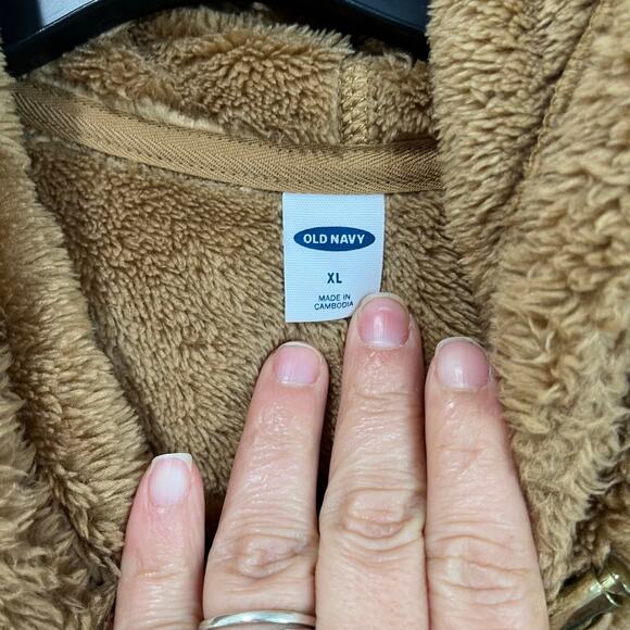 Old Navy Teddy Sherpa Half Zip Hoodie Jacket Cozy Fleece Pullover XL - Picture 5 of 8